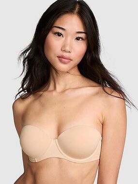 NWT Victoria’s Secret PINK Wear Everywhere™ Push-Up Strapless Bra, Marzipan 34B